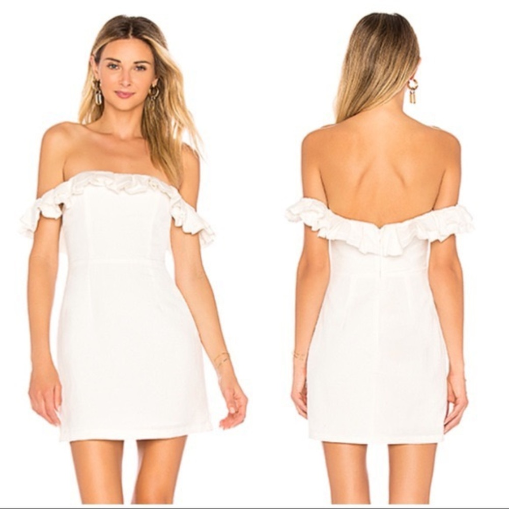 By the way white ruffle off the shoulder dress